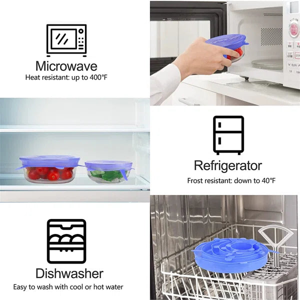 ZaalMaal Silicone Suction Lid Set, 6-Piece Universal Covers