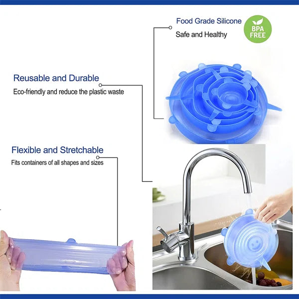 ZaalMaal Silicone Suction Lid Set, 6-Piece Universal Covers