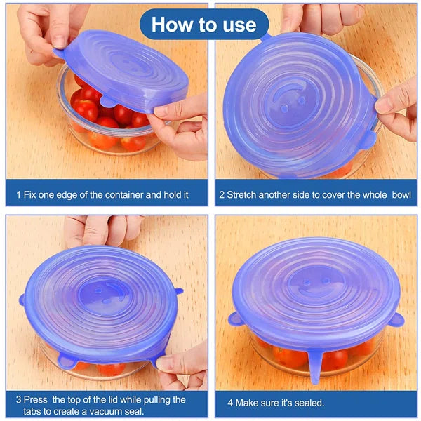 ZaalMaal Silicone Suction Lid Set, 6-Piece Universal Covers