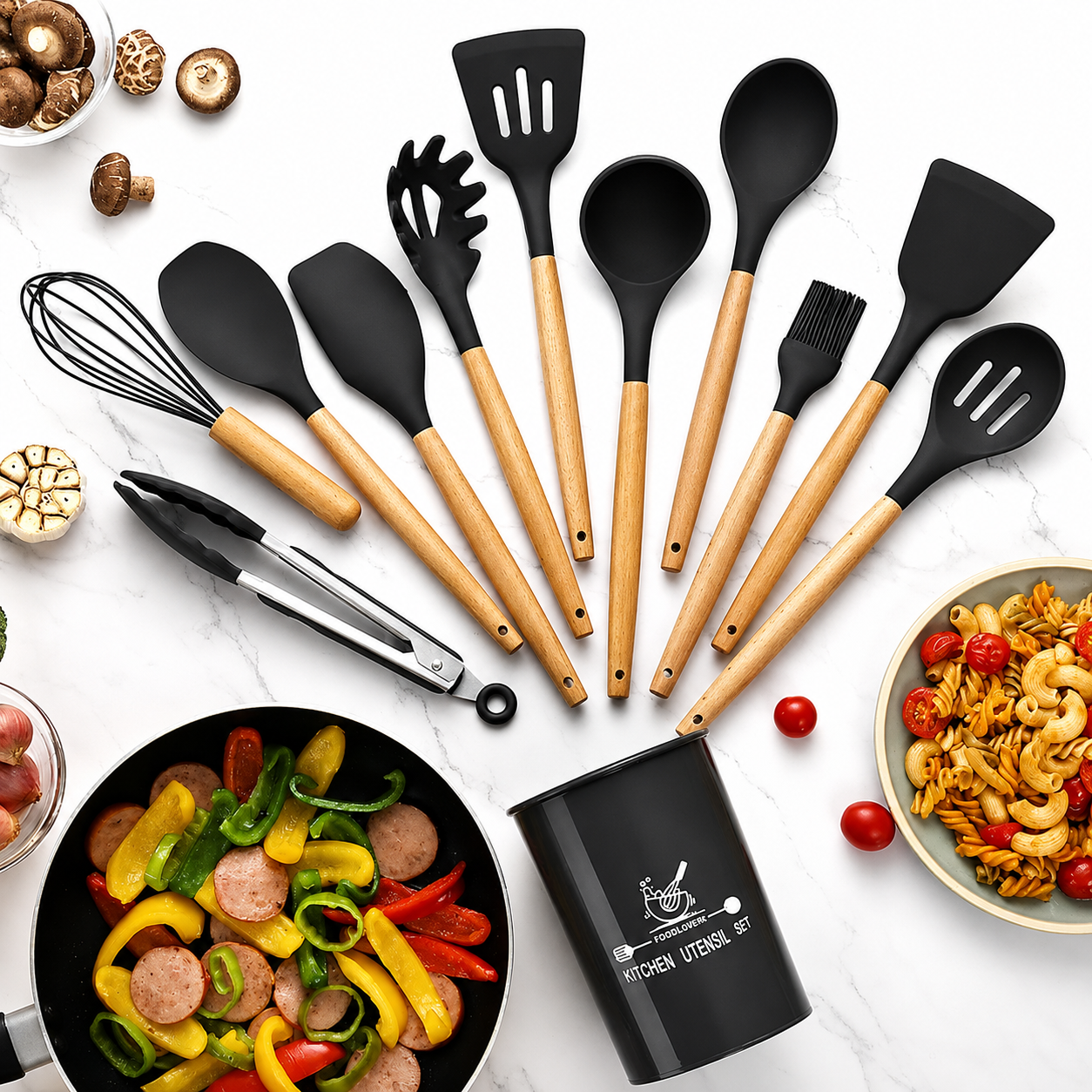 ZaalMaal 12-Piece Silicone Kitchen Utensil Set, Heat Resistant