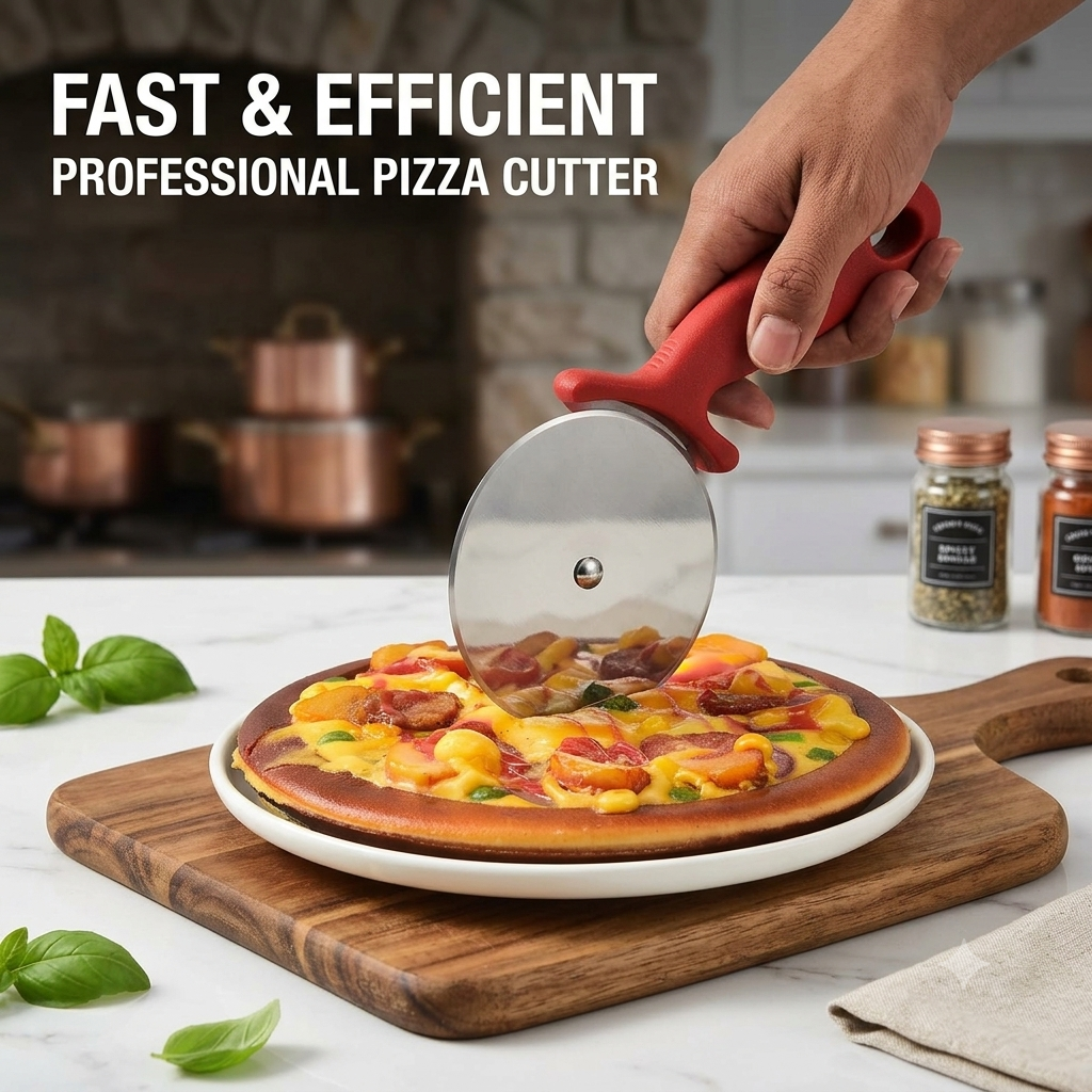 ZaalMaal Stainless Steel Pizza Cutter Wheel, Ergonomic Handle