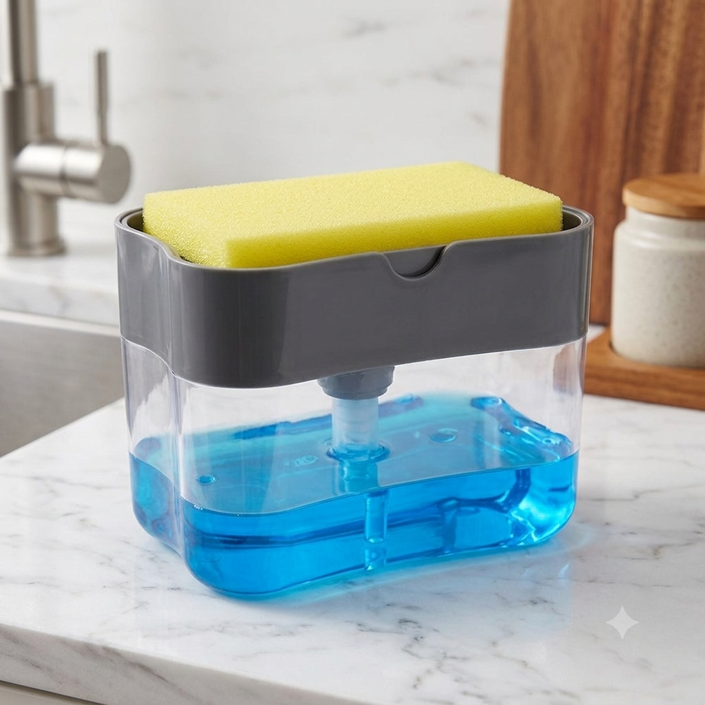 ZaalMaal 2-in-1 Soap Dispenser with Sponge Holder, Silicone