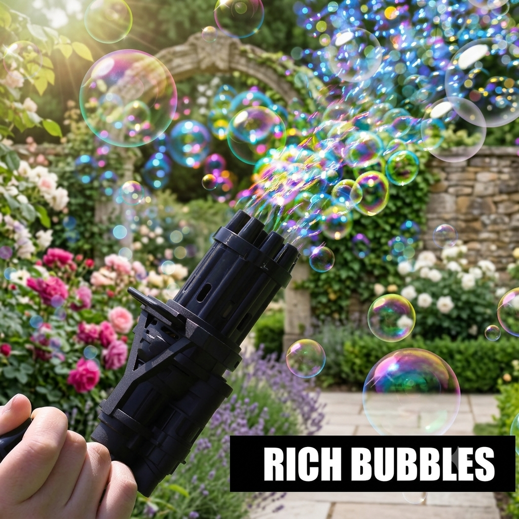 ZaalMaal Gatling Bubble Machine Gun, Electric Blaster for Kids