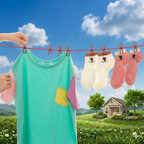 ZaalMaal Portable Clothesline with 12 Clips, Laundry Drying