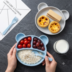 ZaalMaal Silicone Baby Feeding Set, Bear Divided Plate & Spoon