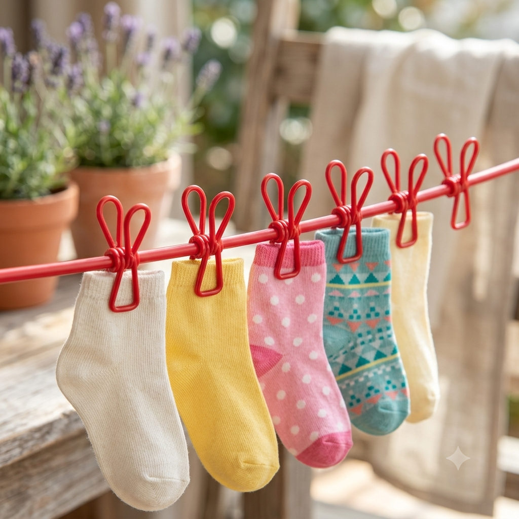 ZaalMaal Portable Clothesline with 12 Clips, Laundry Drying