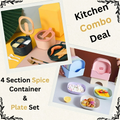 ZaalMaal 4-Compartment Spice Container with Lid & Snack Plate