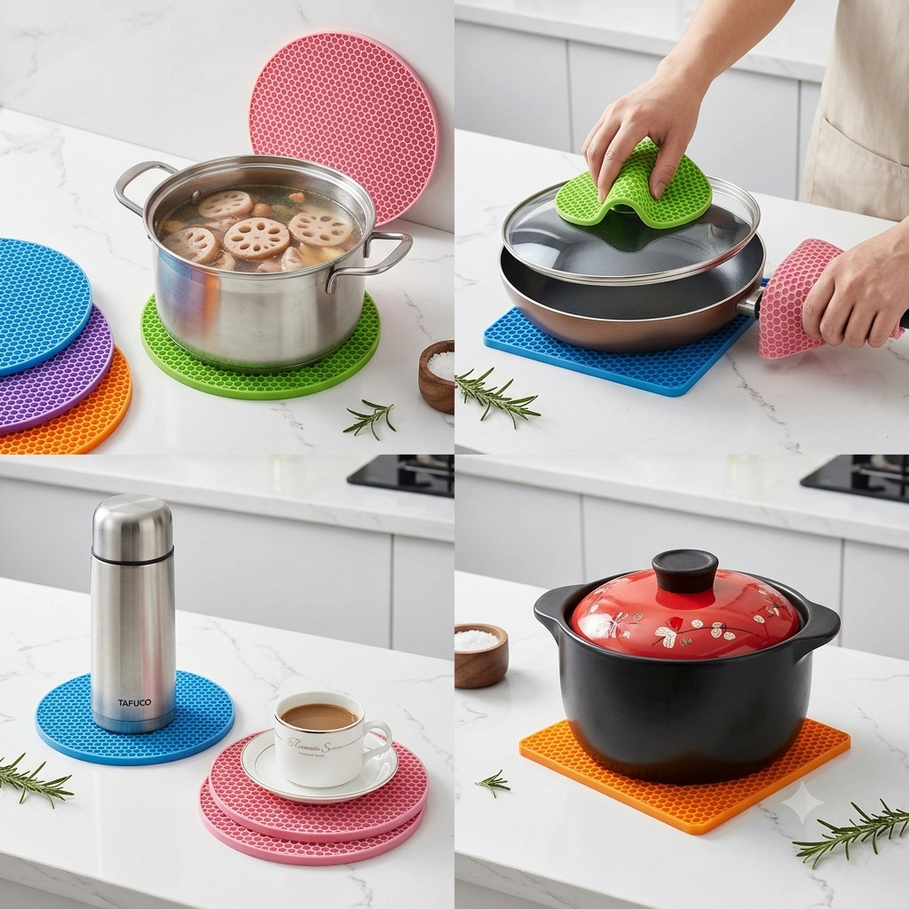 ZaalMaal Silicone Pot Handle Covers & Trivet Set, Heat Safe