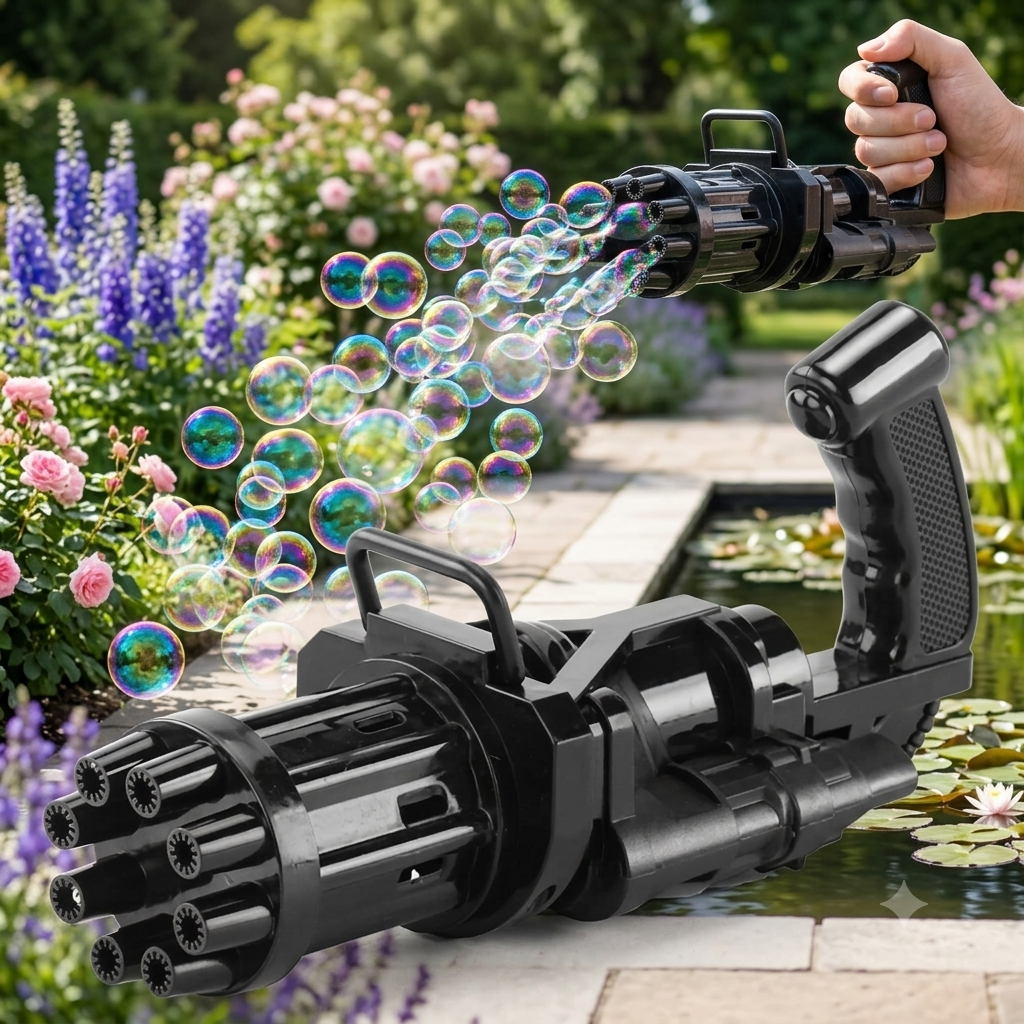 ZaalMaal Gatling Bubble Machine Gun, Electric Blaster for Kids
