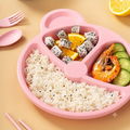 ZaalMaal Silicone Baby Feeding Set, Bear Divided Plate & Spoon