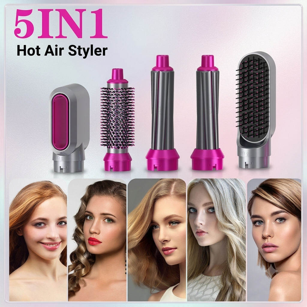 ZaalMaal 5-in-1 Hot Air Hair Dryer Brush & Volumizer
