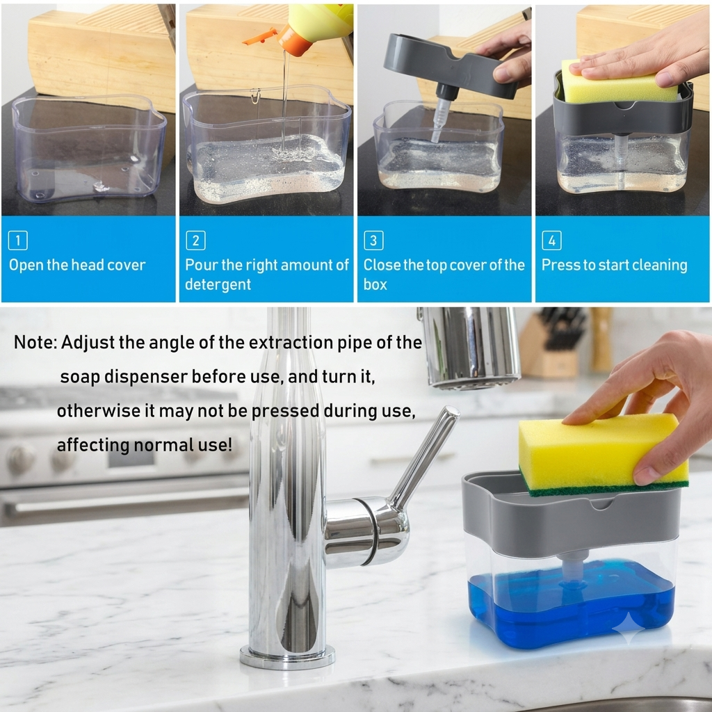 ZaalMaal 2-in-1 Soap Dispenser with Sponge Holder, Silicone