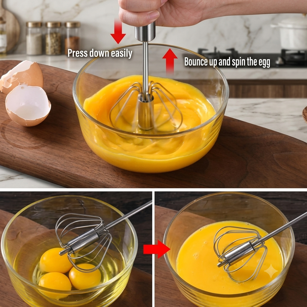 ZaalMaal Semi-Automatic Hand Push Egg Beater for Baking