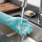ZaalMaal Silicone Dishwashing Gloves with Scrubber, Non-Slip