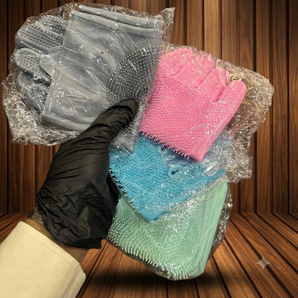 ZaalMaal Silicone Dishwashing Gloves with Scrubber, Non-Slip