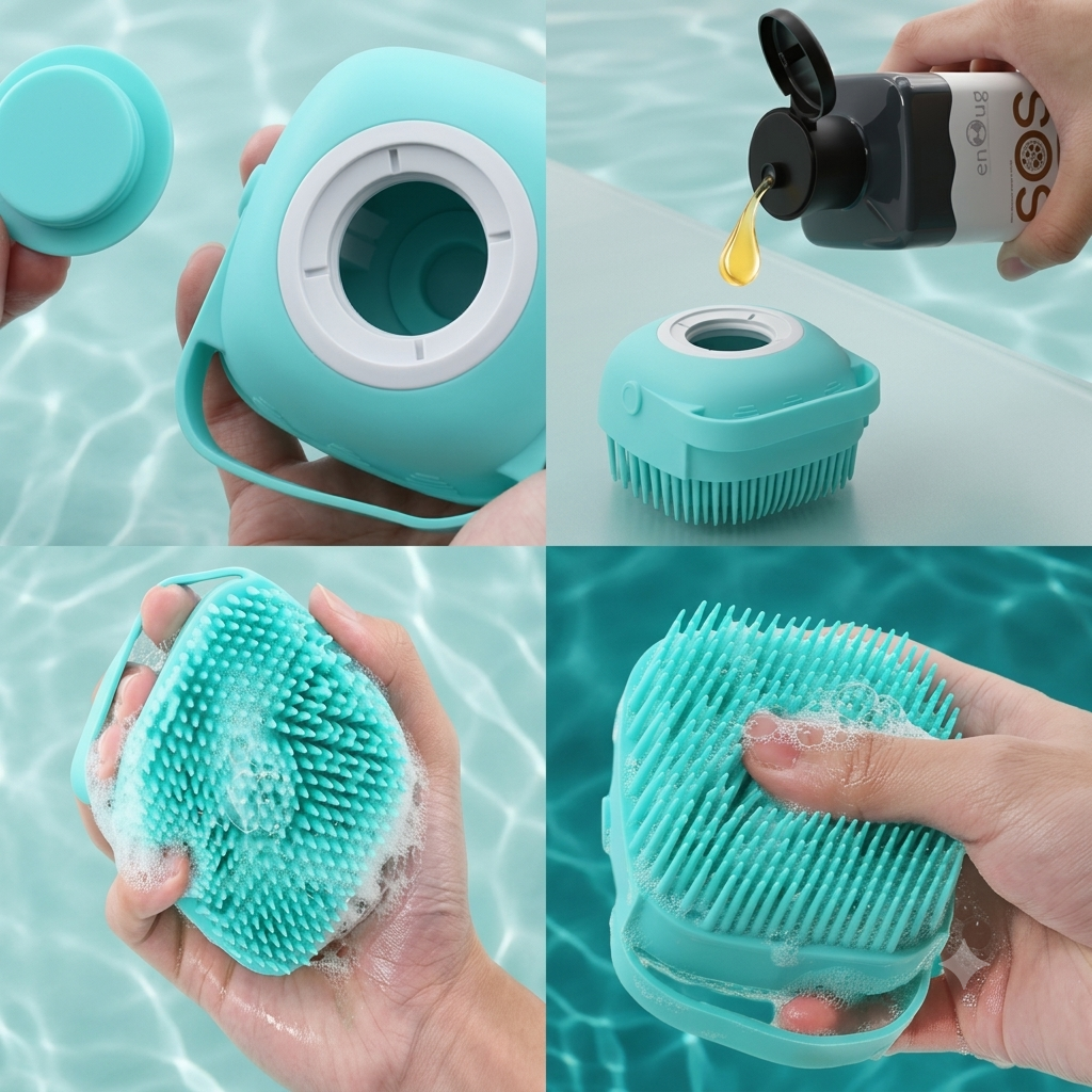 ZaalMaal Silicone Bath Brush with Soap Dispenser, Exfoliating